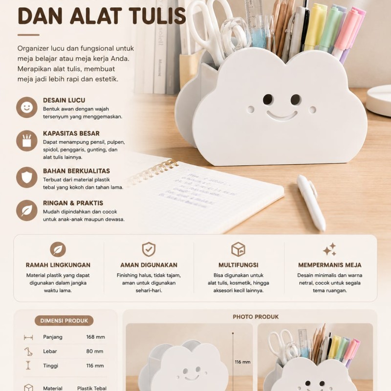 Wadah Pensil Awan Senyum