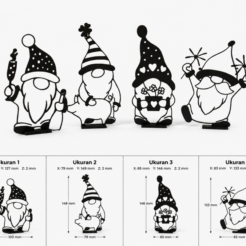 Figura Dekorasi Aesthetic Gnome Minimalis – Pajangan Meja 3D Print PLA