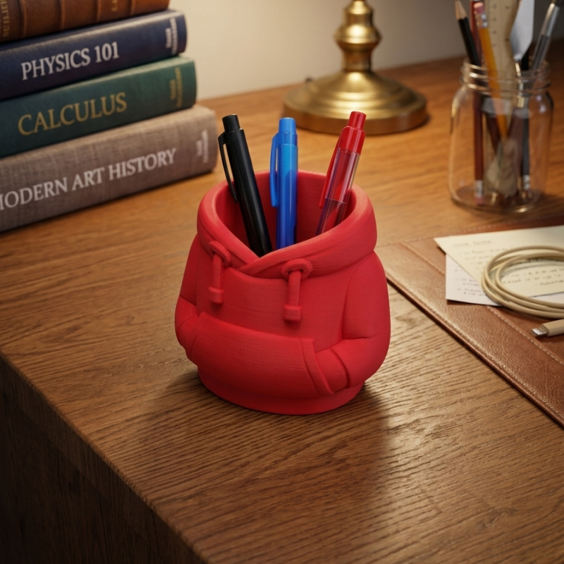 Tempat Pensil Bentuk Hoodie – Organizer Meja Unik Bahan PLA Print 3D