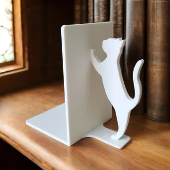 Bookend / Penyangga Buku Aesthetic Kucing Minimalis – Dekorasi Rak Buku 3D Print PLA