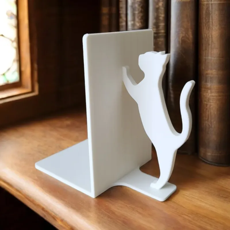 Bookend / Penyangga Buku Aesthetic Kucing Minimalis – Dekorasi Rak Buku 3D Print PLA