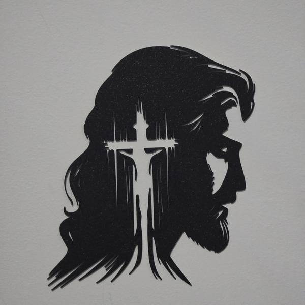 Hiasan Dinding Siluet Yesus dengan Salib 3D Print – Dekorasi Dinding Religi Minimalis