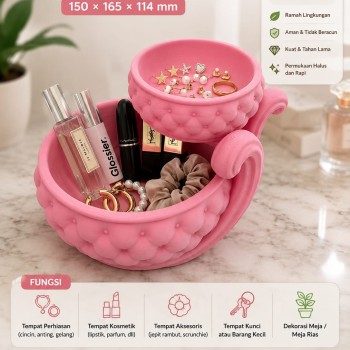 Organizer Serbaguna 2 Tingkat Bahan PLA Tempat Kosmetik Perhiasan Kunci Ukuran 150x165x114 mm