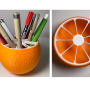 Tempat Pensil Bentuk Jeruk 3D | Orange Slice Pen Holder | Desk Organizer Estetik | Dekorasi Meja Unik