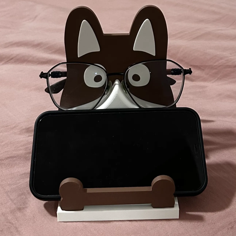 Tempat Kacamata & HP Anjing Lucu | Glasses Holder + Phone Stand Meja 3D Print Organizer Multifungsi
